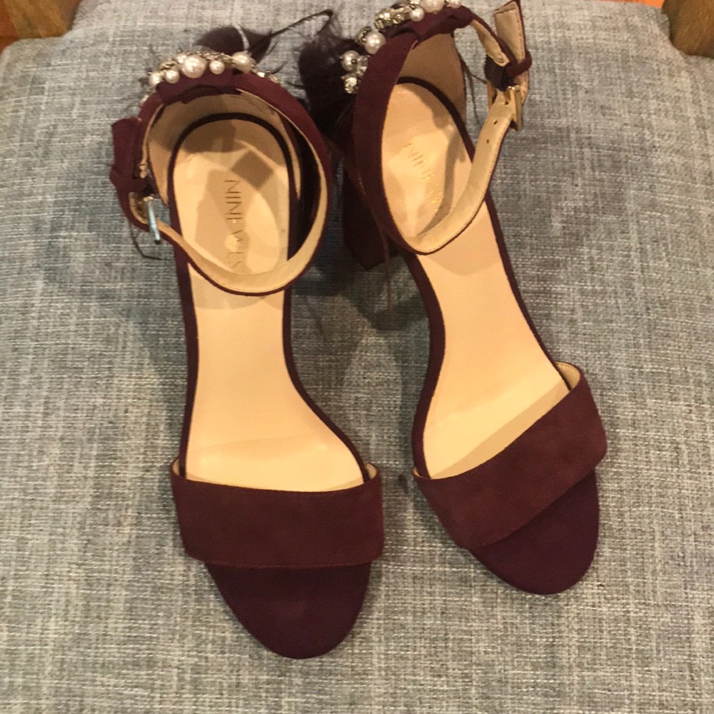 Nine West Plum Strap Heels w/ Fun Embellishments - Picture 6 of 7